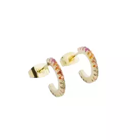 Gold Rainbow Crystal Hoop Earrings