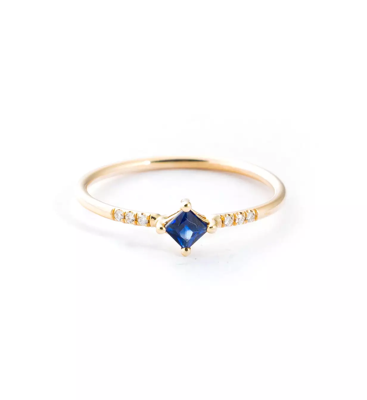 Gold Sapphire Point Equilibrium Ring