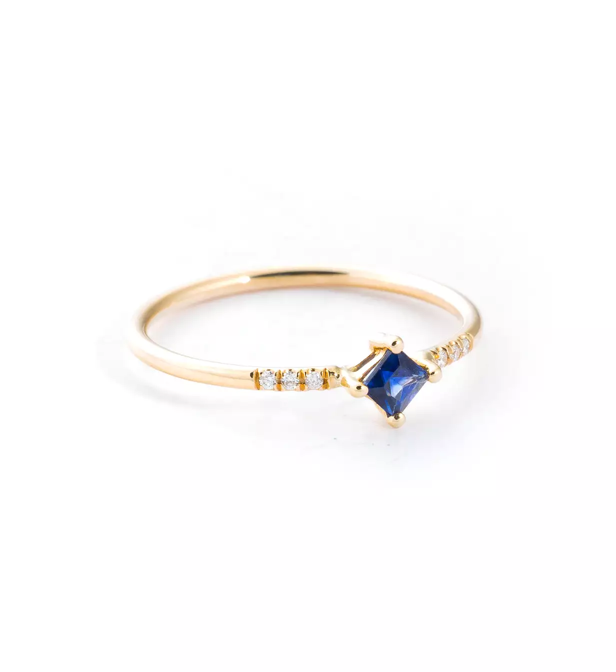 Gold Sapphire Point Equilibrium Ring