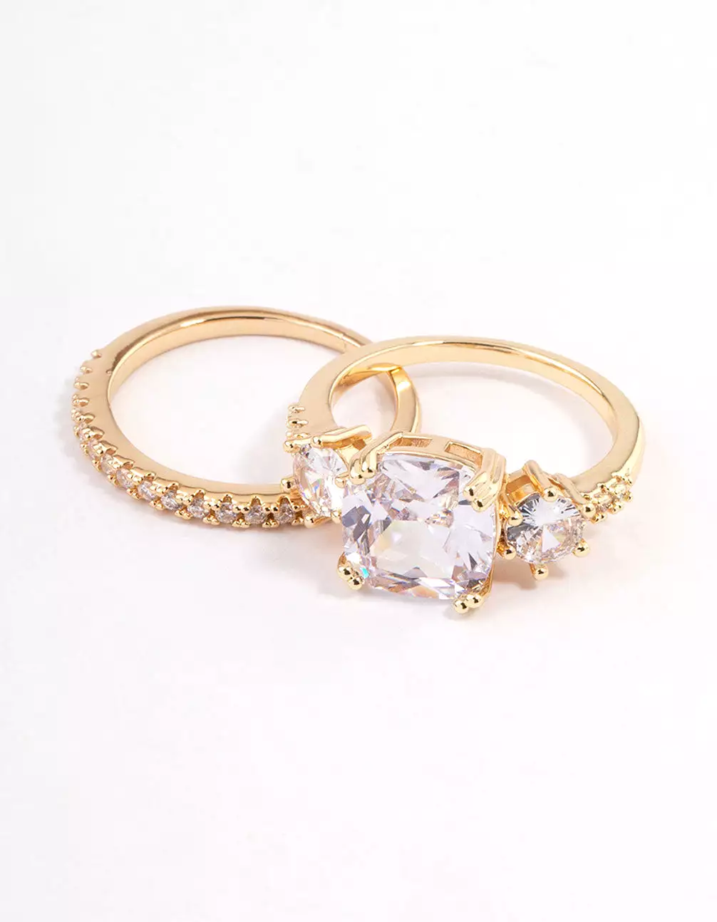 Gold Three Stone Ring Set