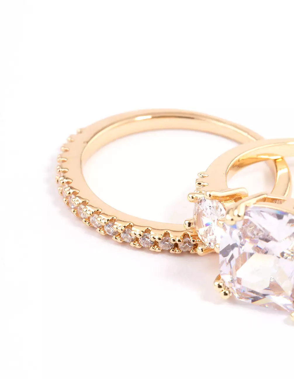 Gold Three Stone Ring Set