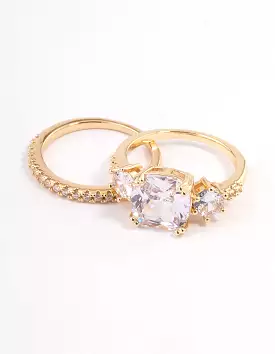 Gold Three Stone Ring Set