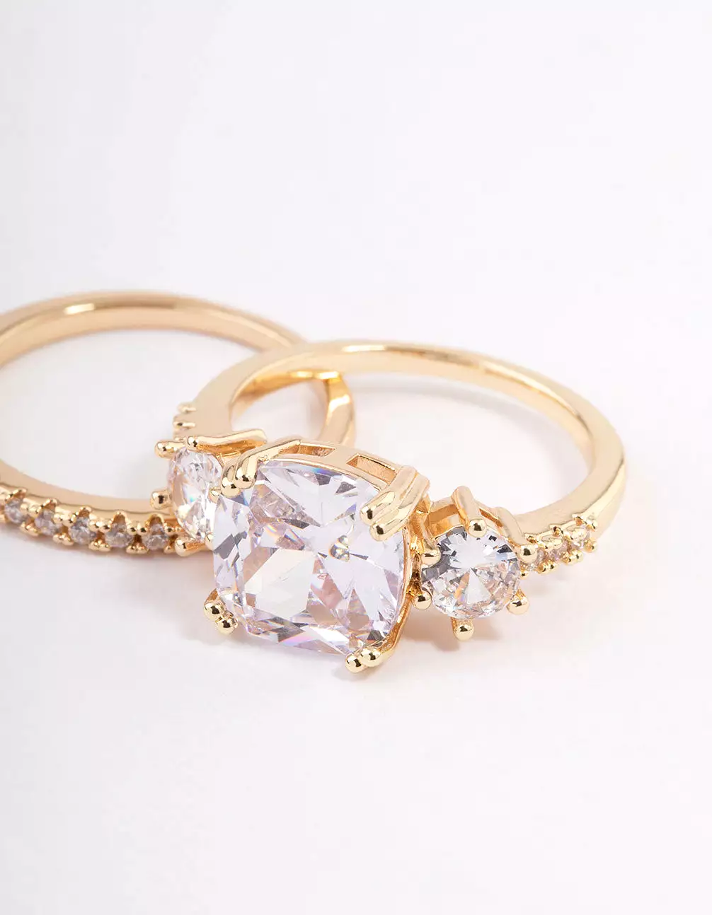 Gold Three Stone Ring Set