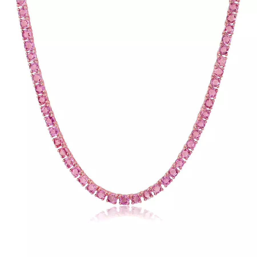 Graziela Pink Sapphire Tennis Necklace