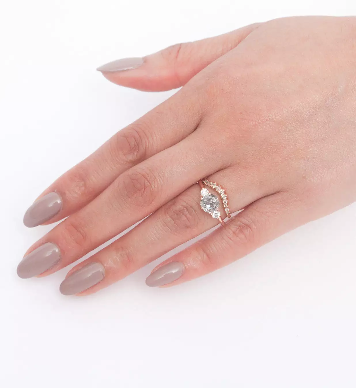 Grey Diamond Hazeline Three Stone Ring