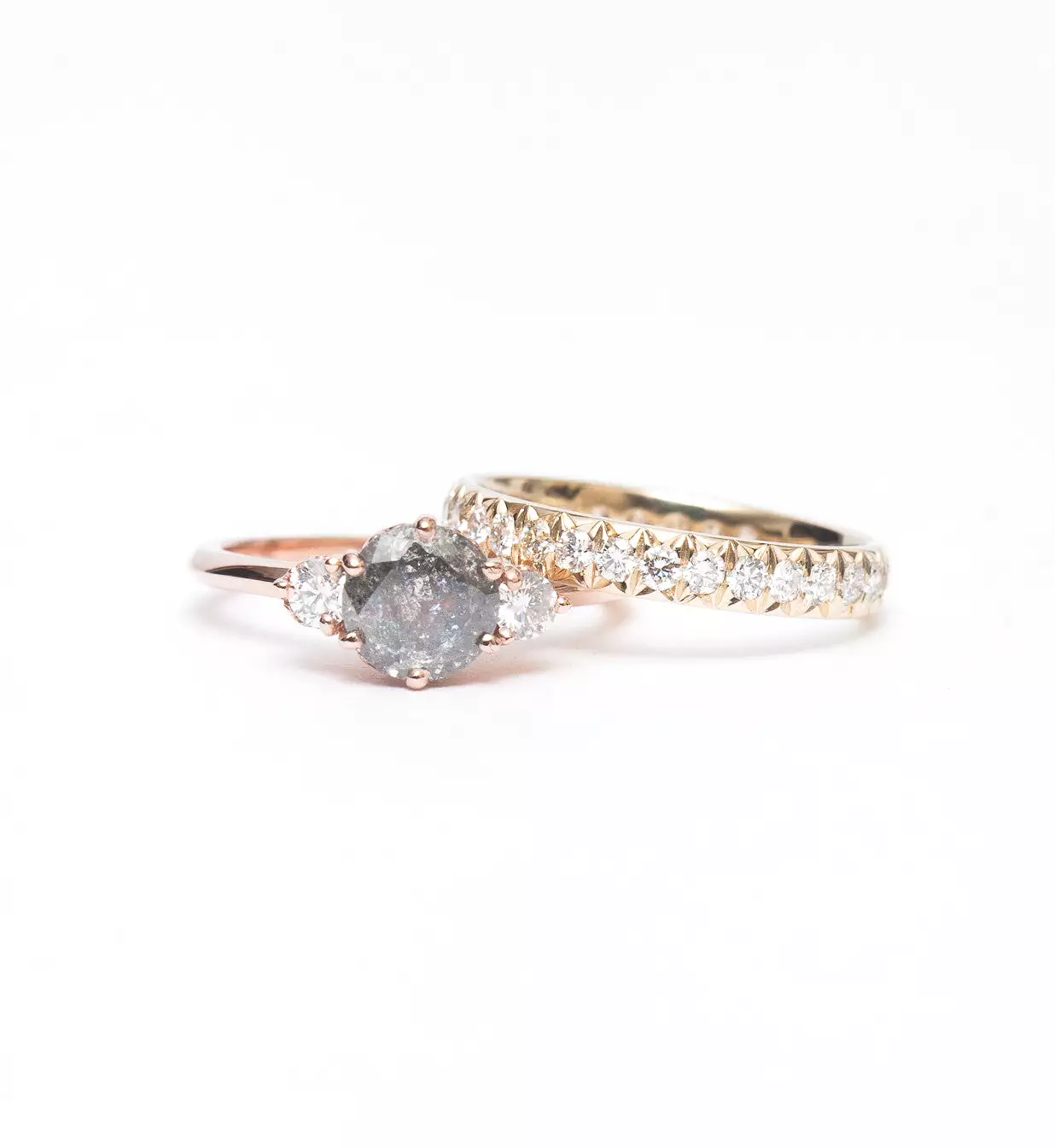 Grey Diamond Hazeline Three Stone Ring