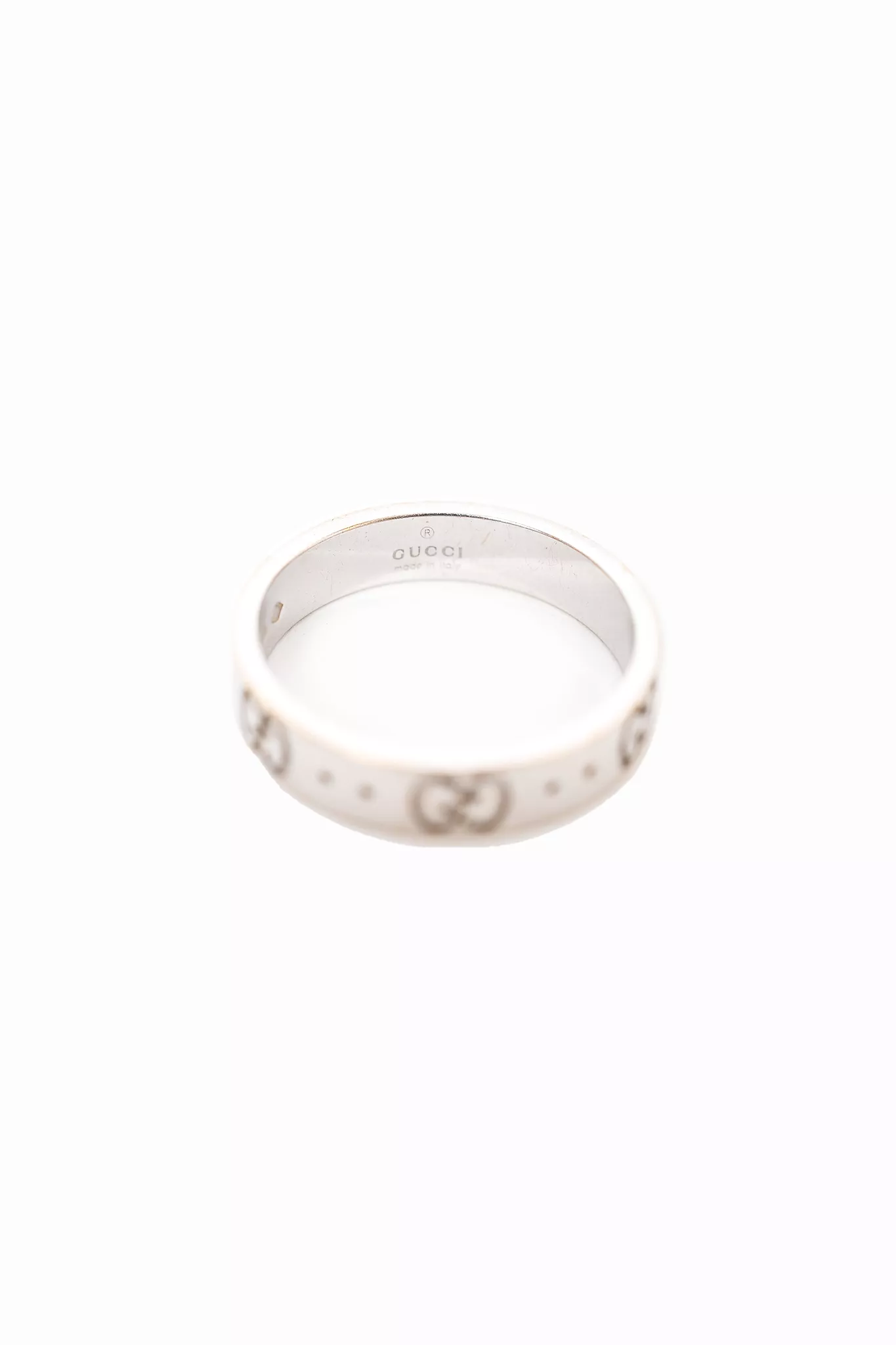 Gucci 18K White Gold 'Icon' Ring sz 12