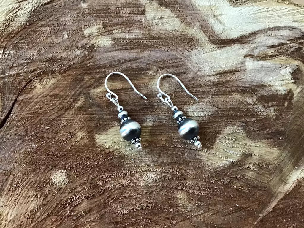 Handmade Sterling Silver Navajo Pearl Earrings