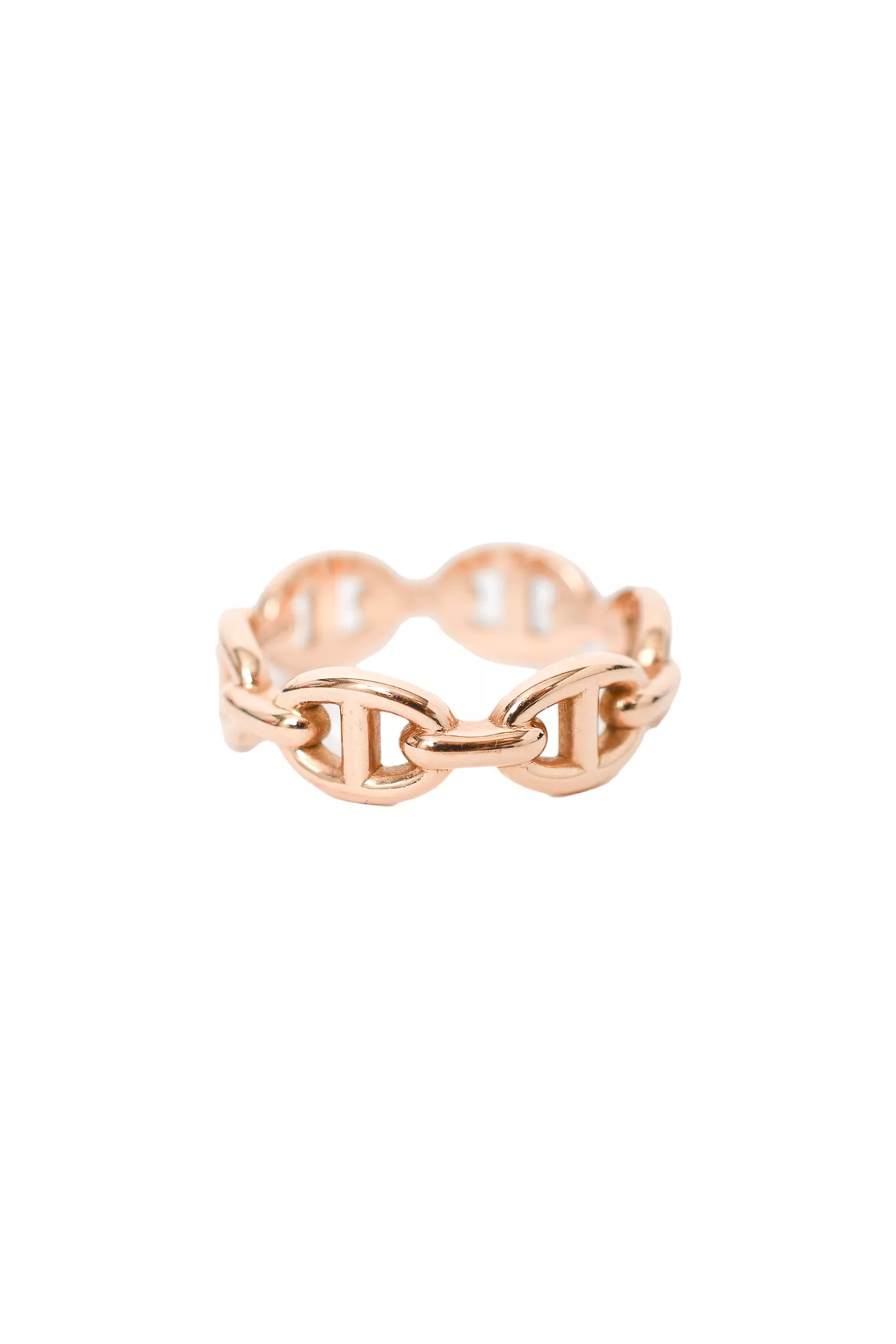 Hermes 18K Rose Gold Chaine d'Ancre Enchainee Ring Size 52