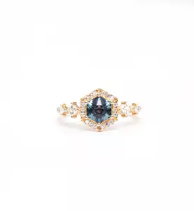 Hexagon Sapphire Camille Halo Ring