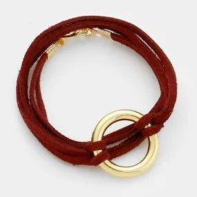 iLLASPARKZ Metal hoop & double tier faux suede wrap toggle bracelet