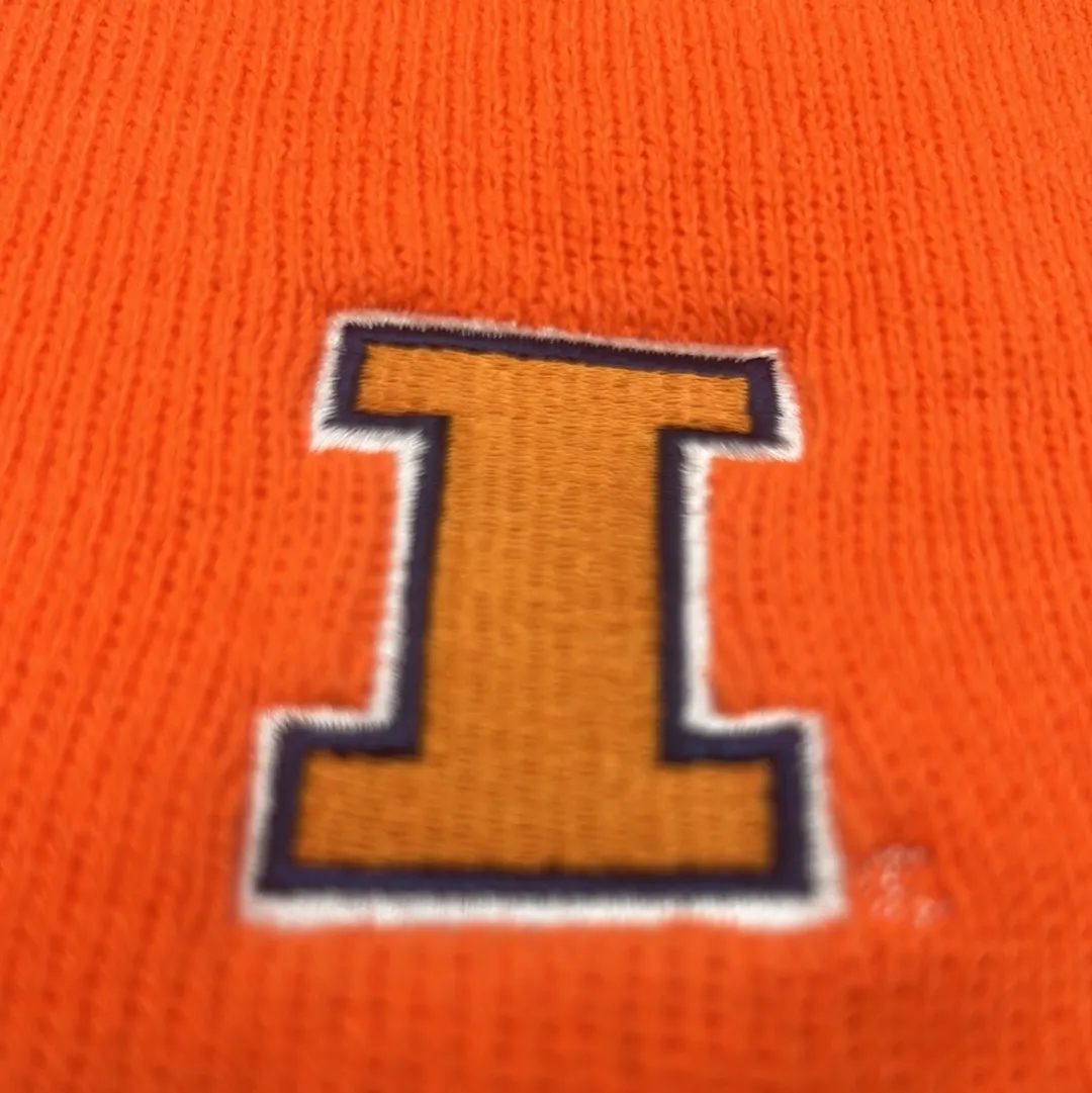 Illinois University Officially Licensed Collegiate Ann Co Product Neon Orange Beanie