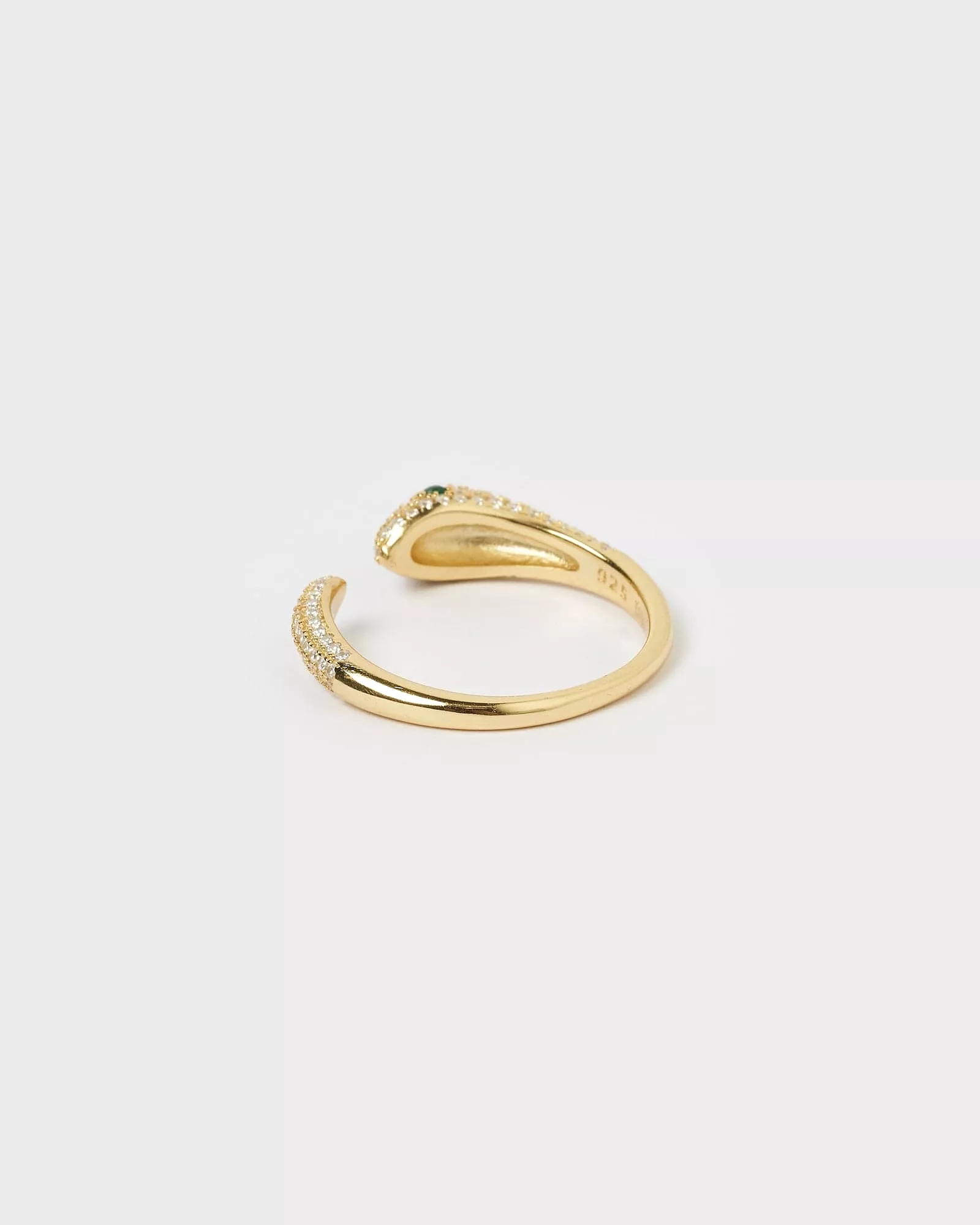 Izoa Green Eye Embellished Snake Ring Gold