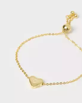 Izoa Kids Heart Alphabet Letter C Bracelet Gold