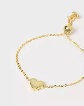 Izoa Kids Heart Alphabet Letter J Bracelet Gold