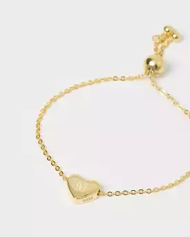 Izoa Kids Heart Alphabet Letter M Bracelet Gold