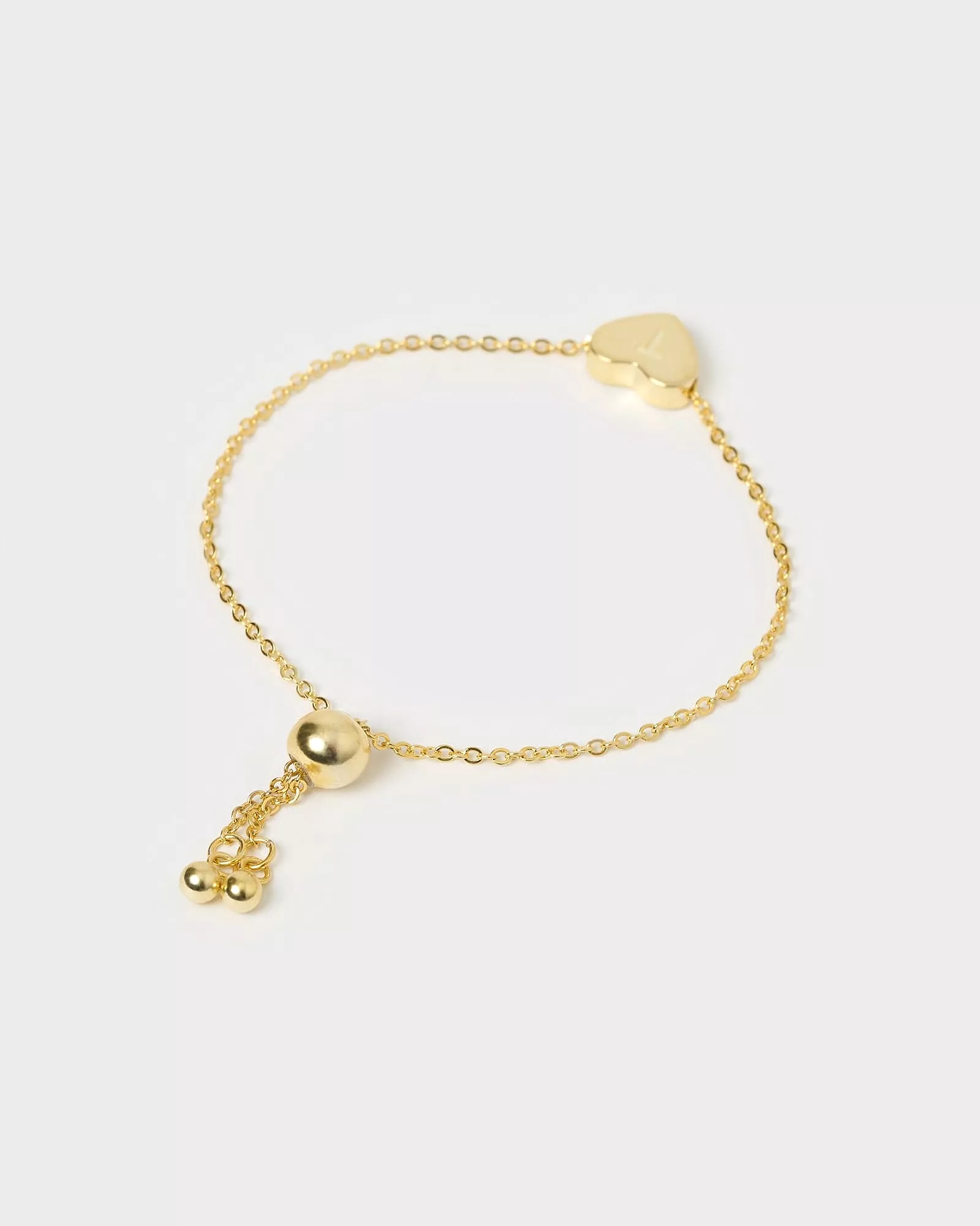 Izoa Kids Heart Alphabet Letter T Bracelet Gold