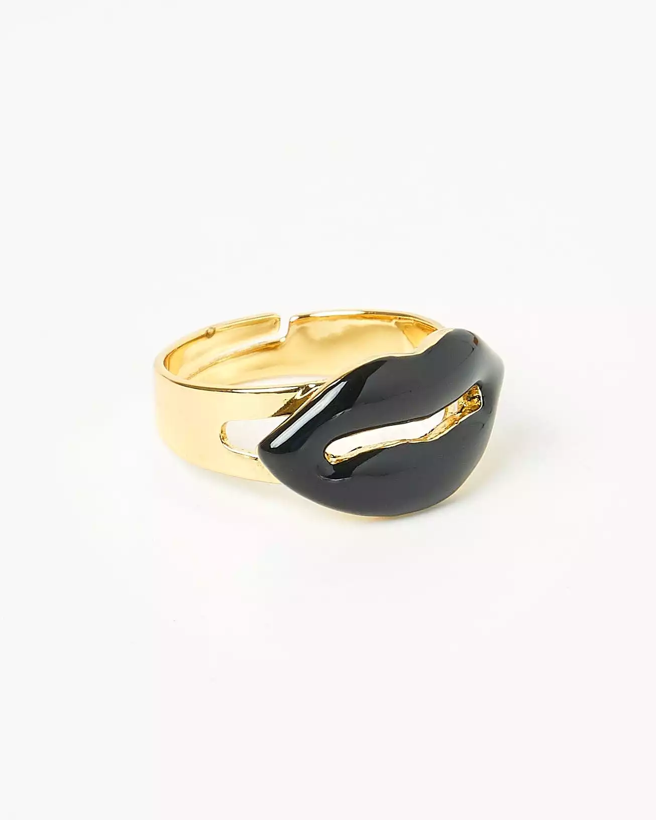 Izoa Lips Ring Gold Black