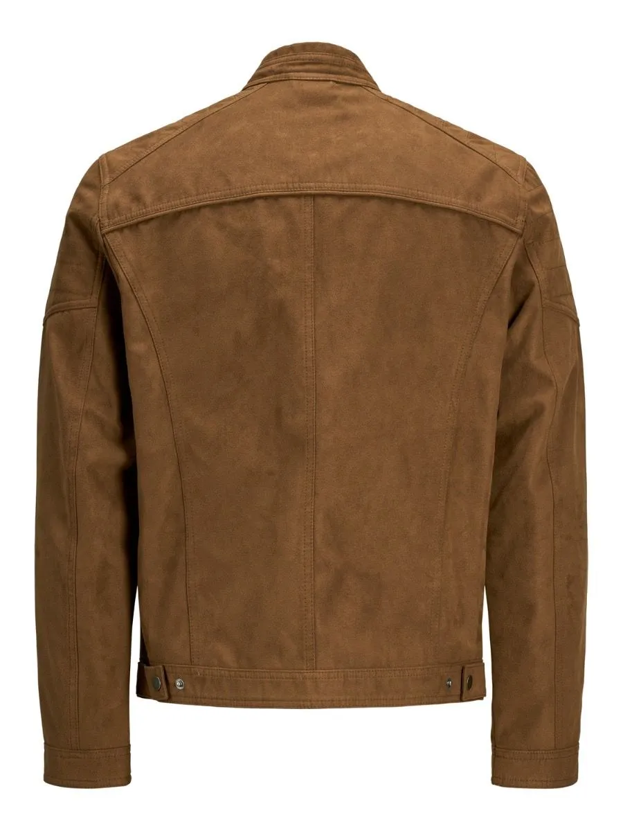 Jack & Jones Rocky Biker Faux Leather Look Jacket Cognac