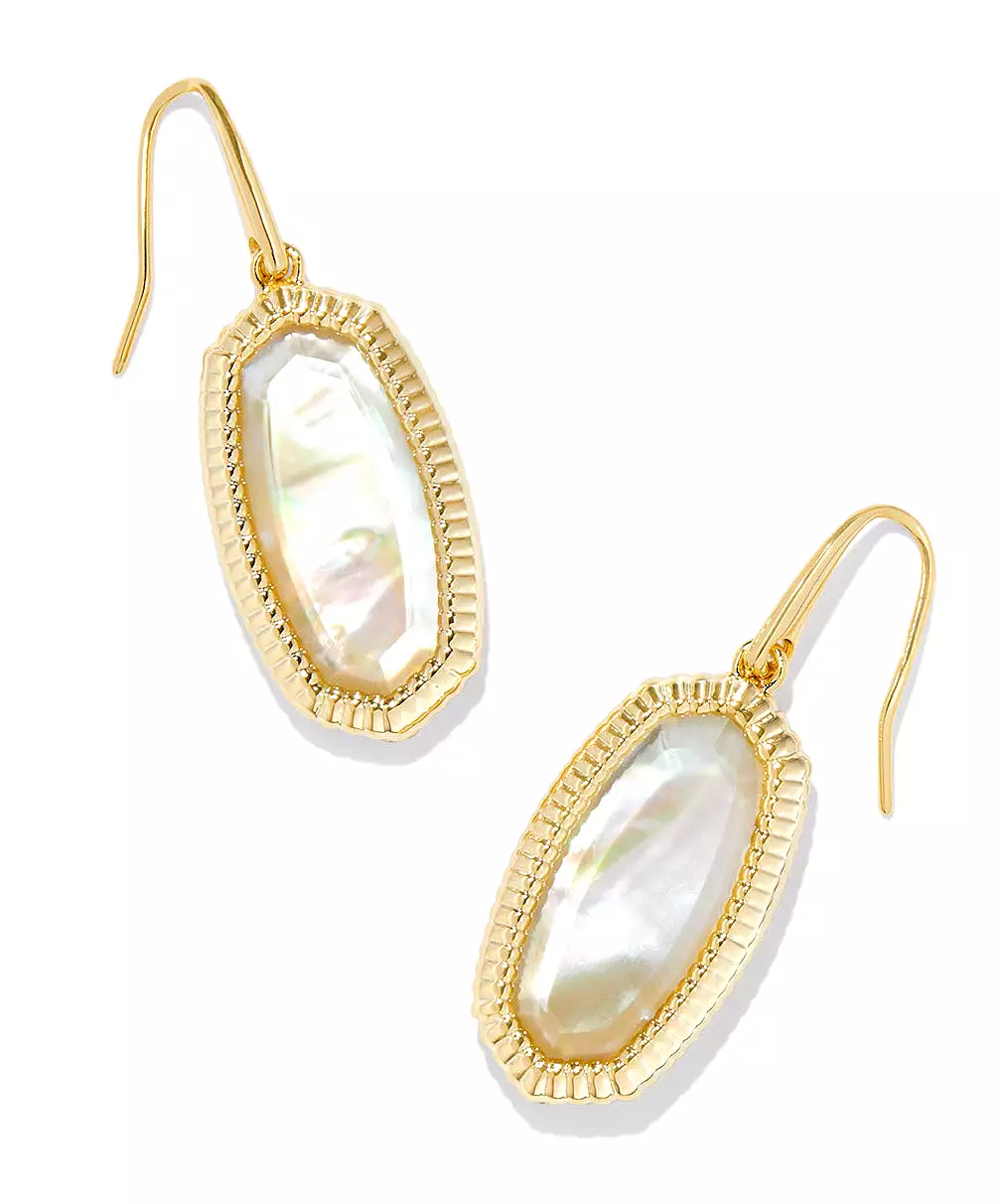 Kendra Scott Dani Ridge Frame Drop Earrings - Silver/Ivory MOP, Gold/Indigo Watercolor, Gold/Azalea Illusion OR Gold/Golden Abal