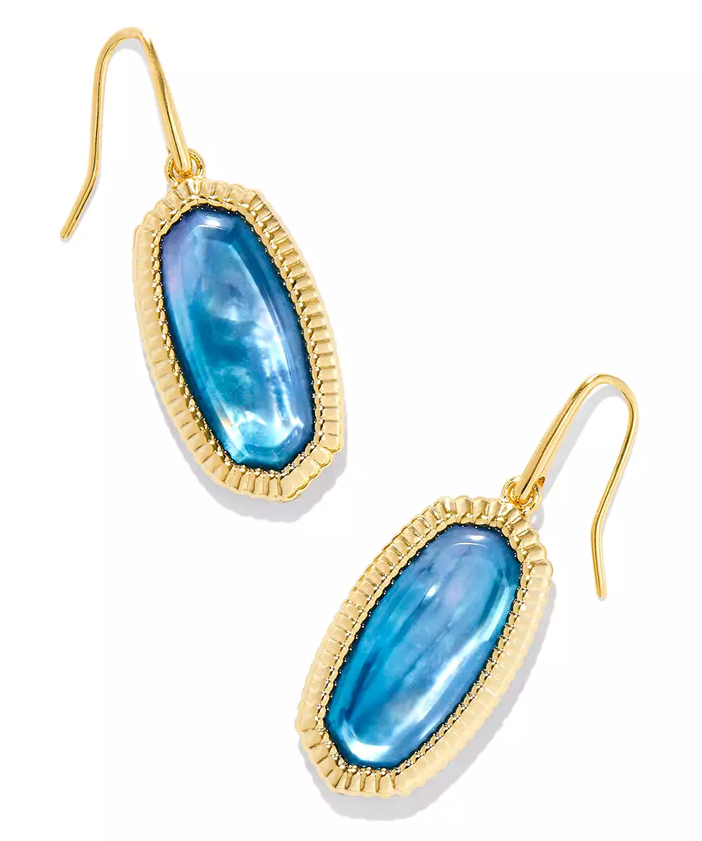 Kendra Scott Dani Ridge Frame Drop Earrings - Silver/Ivory MOP, Gold/Indigo Watercolor, Gold/Azalea Illusion OR Gold/Golden Abal