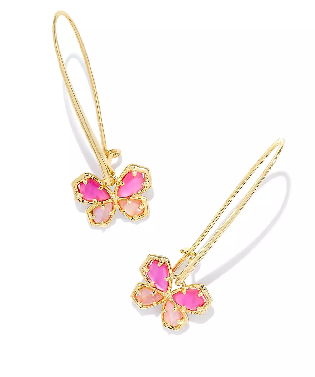 Kendra Scott Mae Butterfly Wire Drop Earrings - Gold/Azalea Pink Mix, Gold/Indigo Watercolor, OR Gold/Golden Abalone