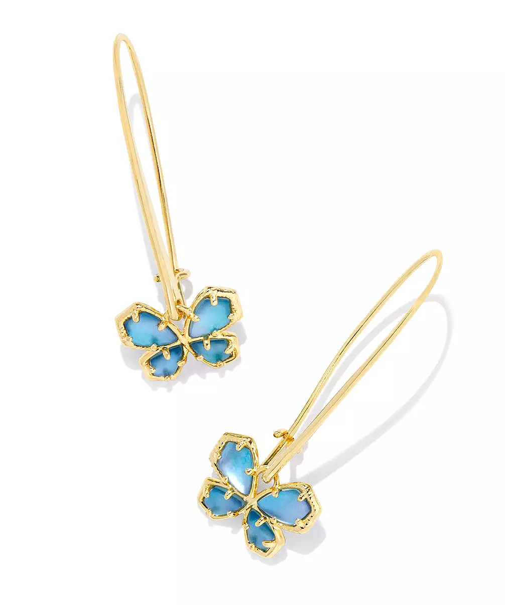 Kendra Scott Mae Butterfly Wire Drop Earrings - Gold/Azalea Pink Mix, Gold/Indigo Watercolor, OR Gold/Golden Abalone