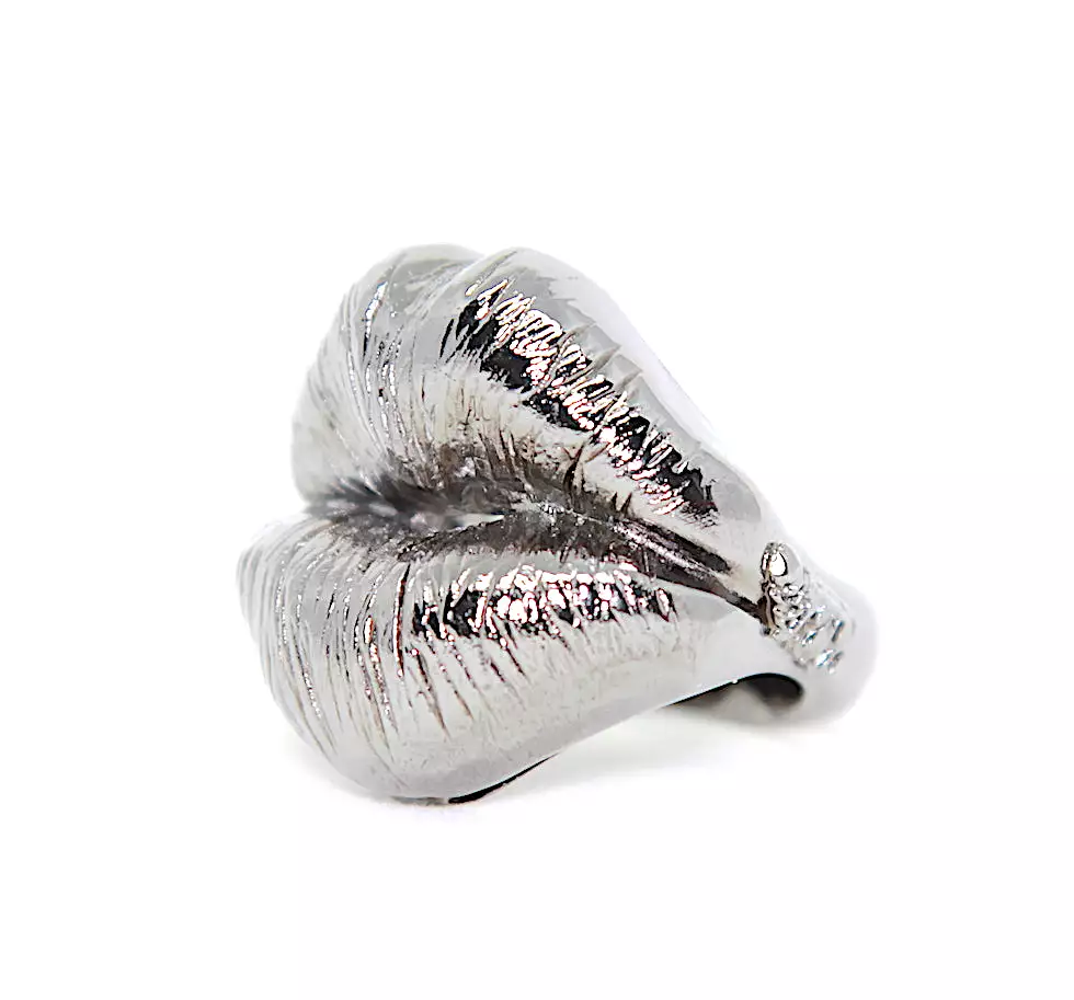 KISS RING BLACK SILVER PLATED