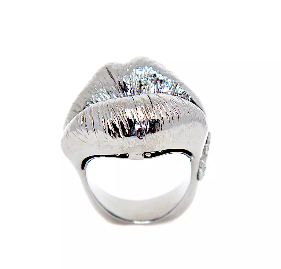 KISS RING BLACK SILVER PLATED