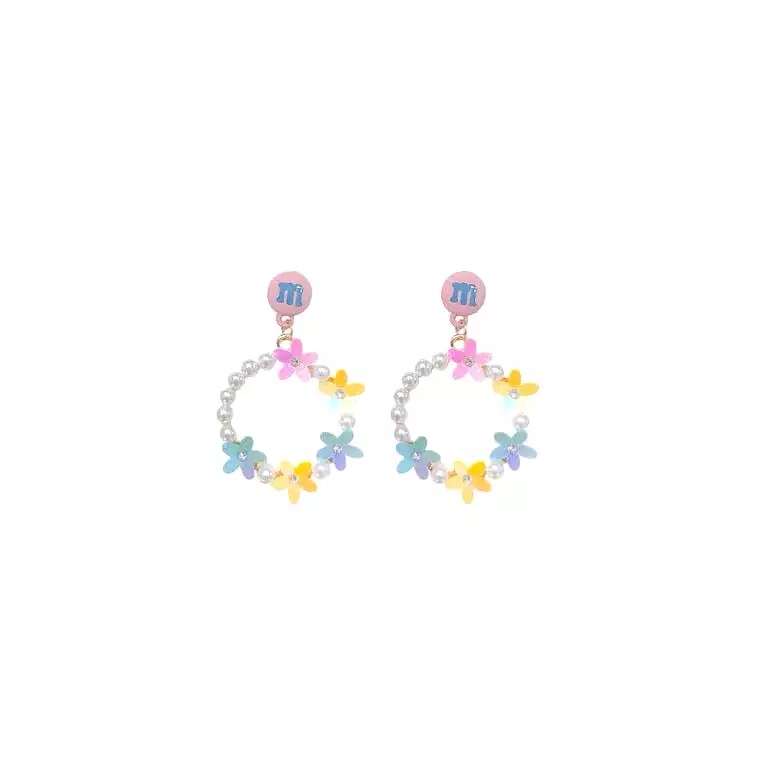 KOREAN FASHION COLORFUL FLOWER PEARL EARRINGS BY60003