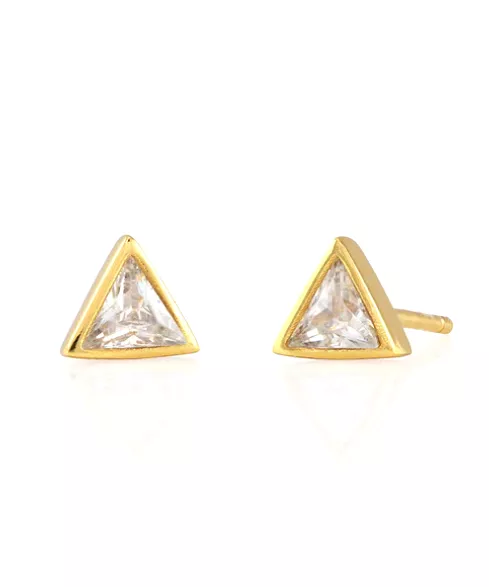 Kris Nations Triangle Bezel Crystal Stud Earrings - Gold