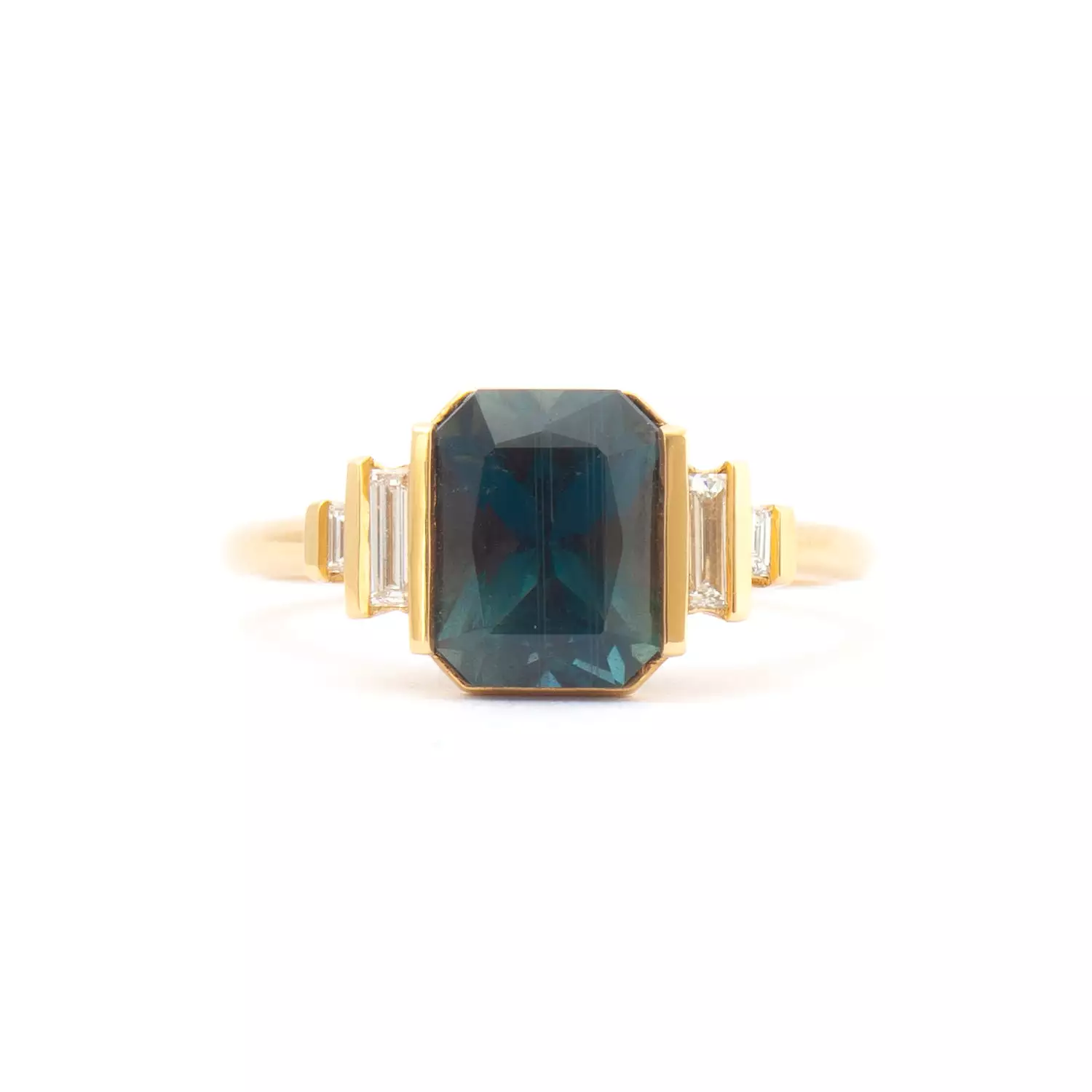 Lagoon Teal Sapphire & Diamond Ring