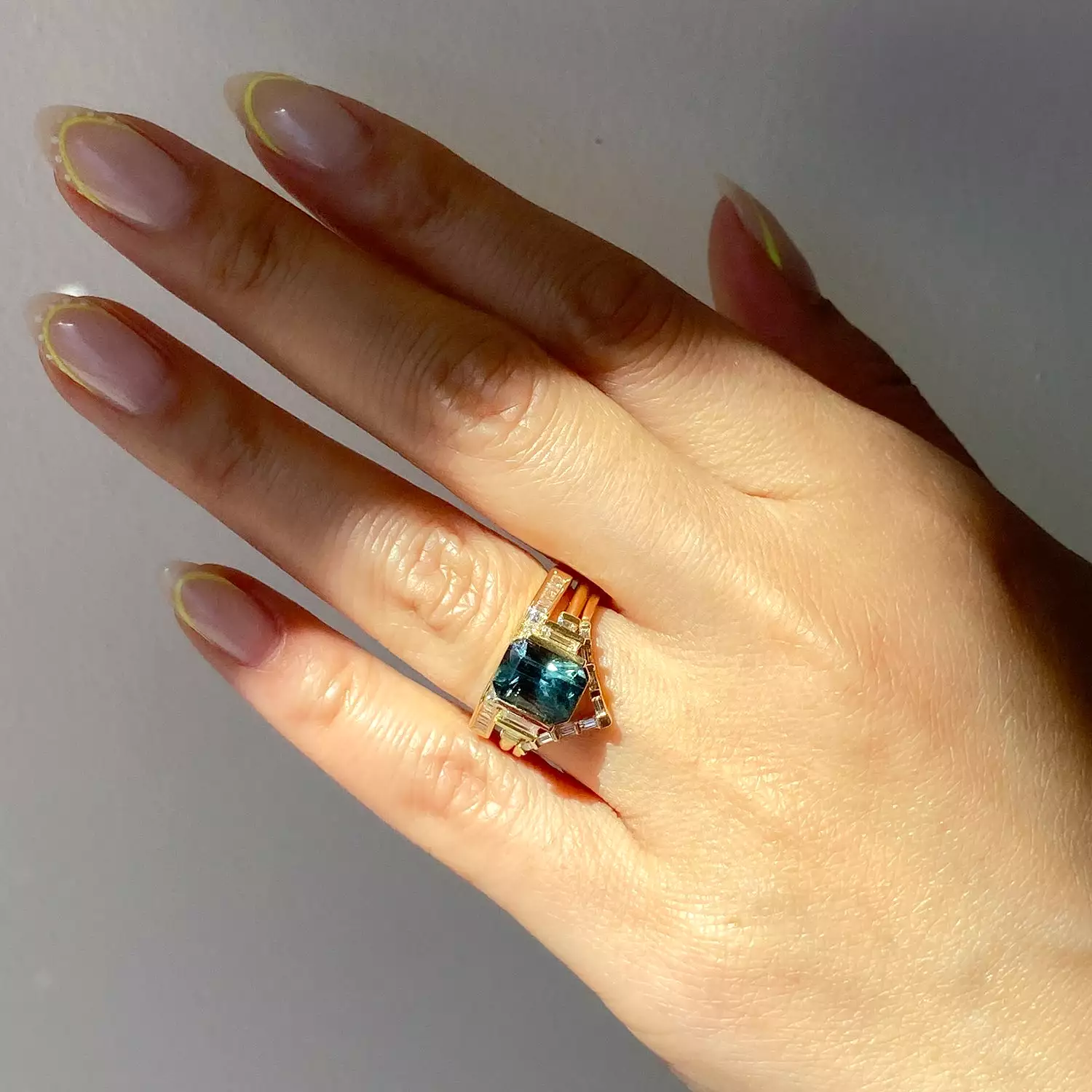 Lagoon Teal Sapphire & Diamond Ring