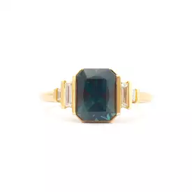 Lagoon Teal Sapphire & Diamond Ring