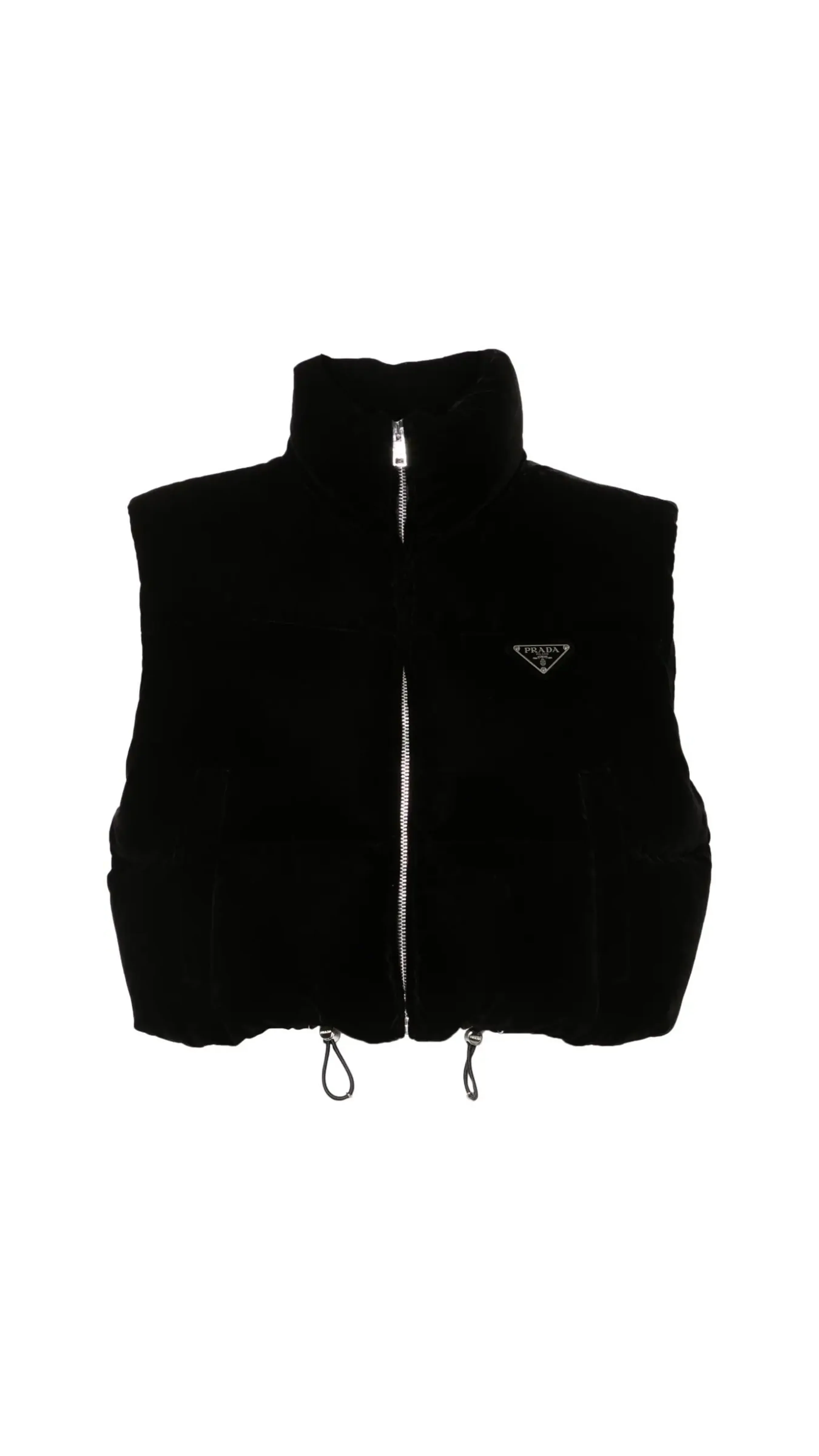 Logo-Plaque Cropped Gilet - Black