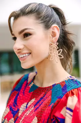 Looking Back Taupe Brown Flower Earrings