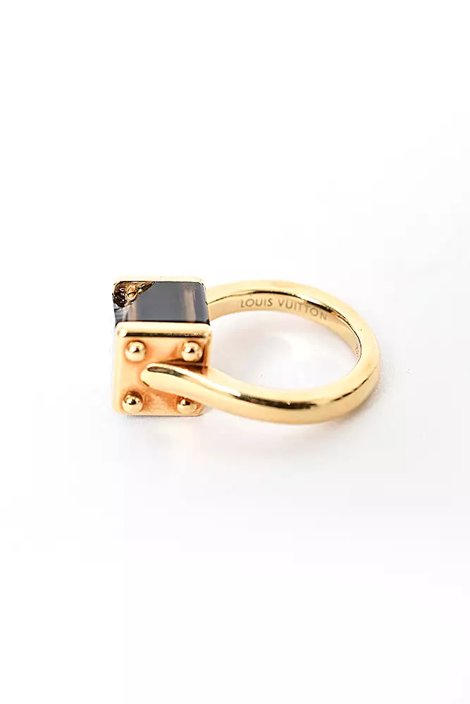 Louis Vuitton 18K Gold Emprise Dark Brown Quartz Ring