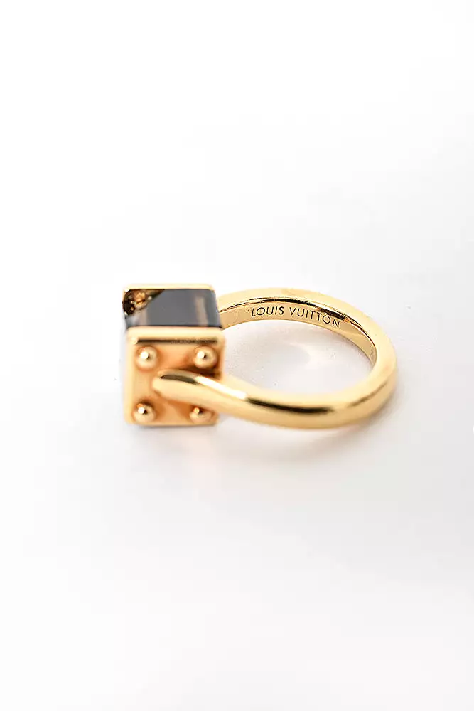 Louis Vuitton 18K Gold Emprise Dark Brown Quartz Ring