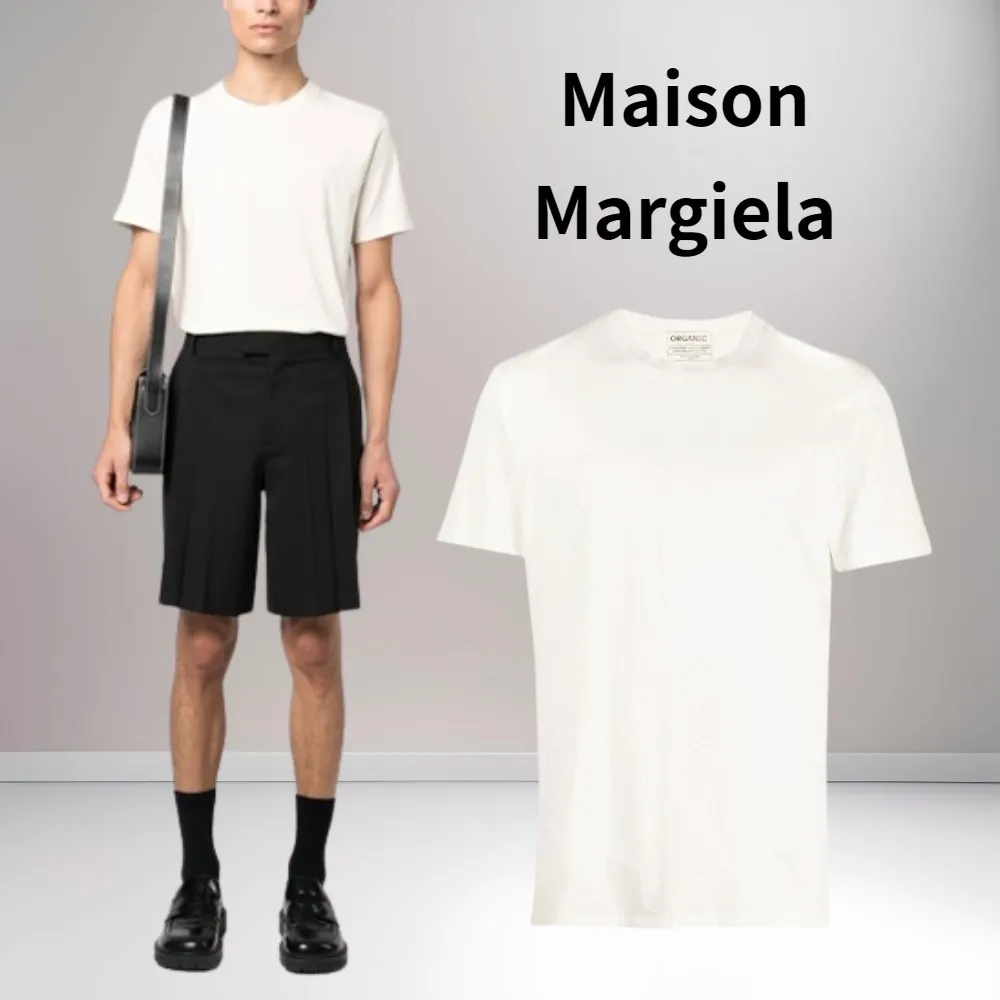 Maison Margiela  |Crew Neck Plain Cotton Short Sleeves Designers