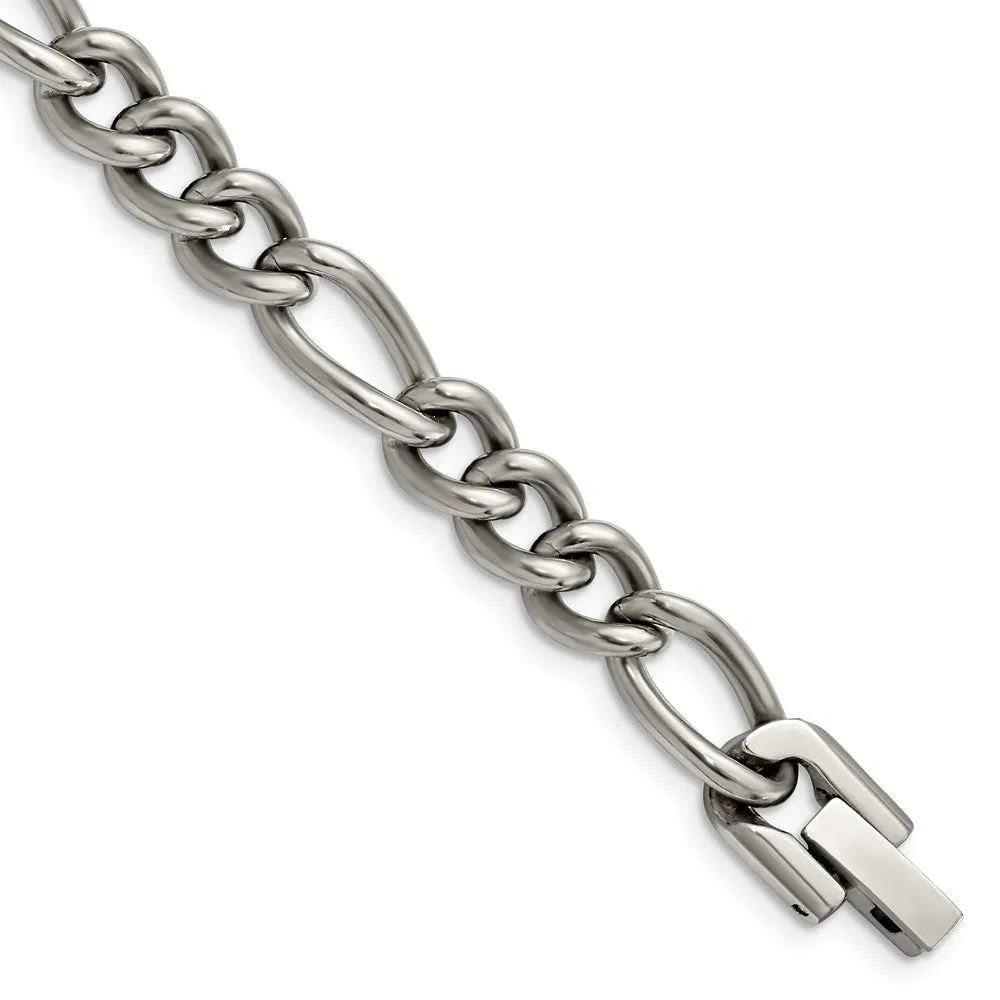 Men's 7mm Dark Gray Titanium Classic Polished Figaro Chain Necklace