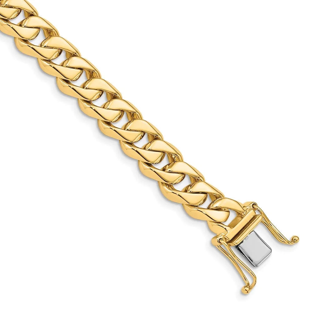 Men's 8.5mm 14K Yellow Gold Solid Classic Curb Chain Bracelet, 8 Inch