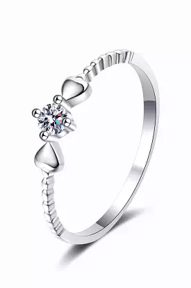 Moissanite Heart 925 Sterling Silver Ring