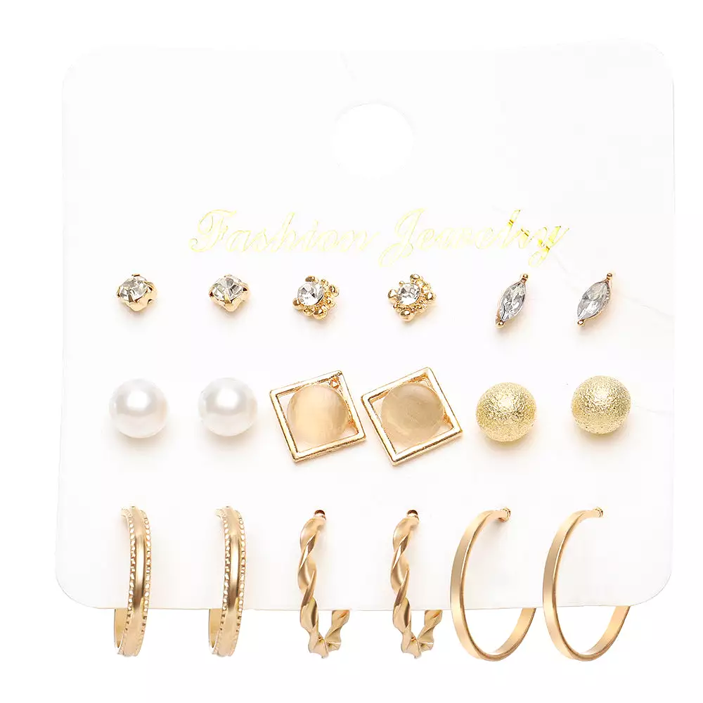 New creative simple temperament women's pearl earrings set