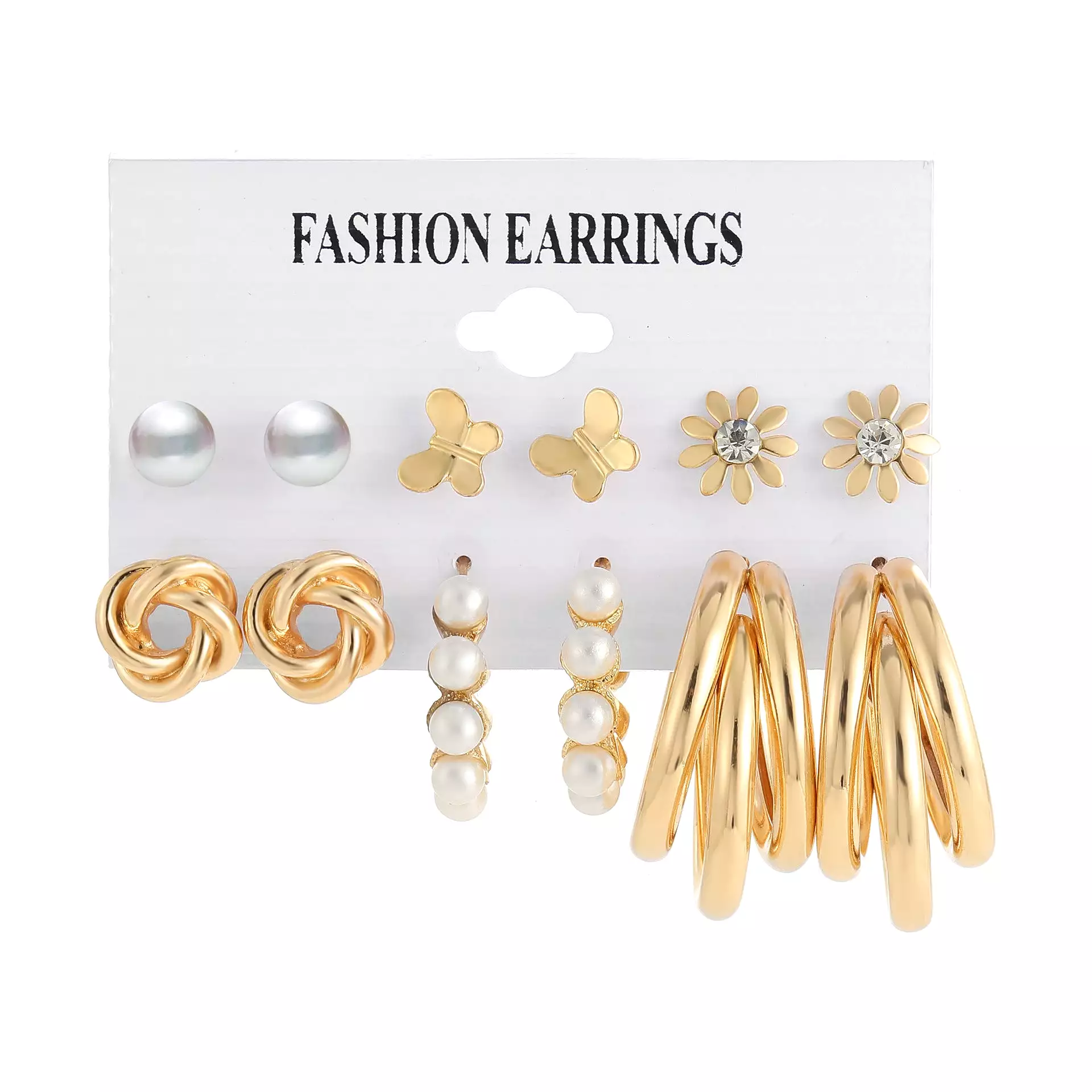 New creative simple temperament women's pearl earrings set