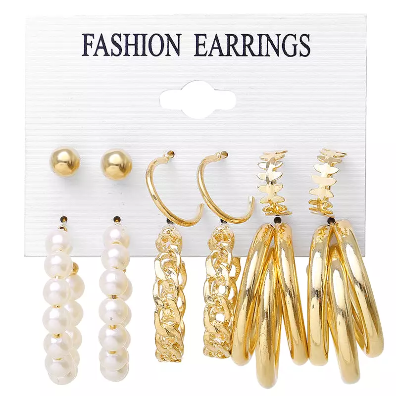 New creative simple temperament women's pearl earrings set