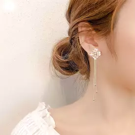 New Style Silver Needle Earrings High-end Flower Temperament Female Wild Earrings Korean Long Tassel Earrings Ladies X440543