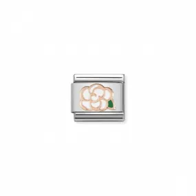 Nomination Composable Classic Link SYMBOLS CAMELIA in Steel, Enamel & Gold 375