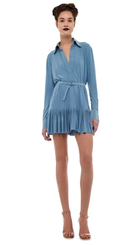 Norma Kamali NK PLEATED SHIRTDRESS - softblue