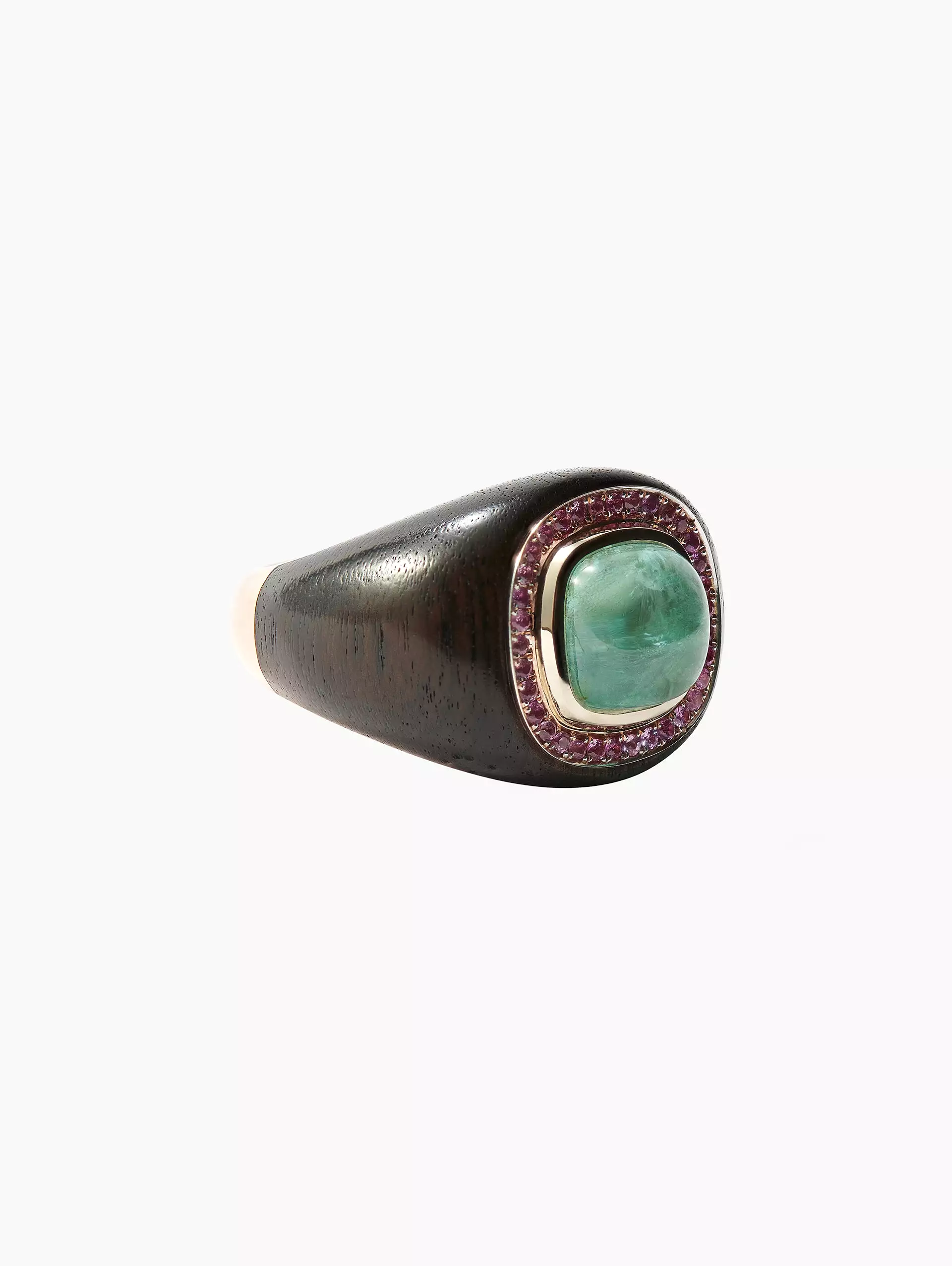 One of a Kind Green Beryl and Sapphire Chubby Ring