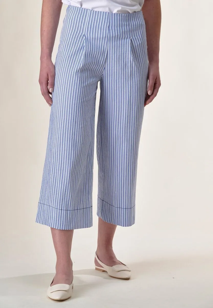 Pantalone azzurro cropped seersucker